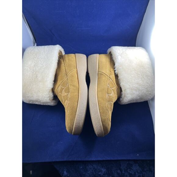 Coach Women’s Suede Tan Logo Embossed Cuffable Teri Boots- Sz 9 *w/original box* - Picture 3 of 9